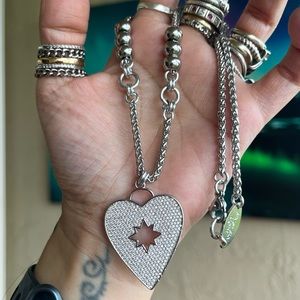 Clear cubic zirconia rhinestone cz heart stainless steel st valentine necklace